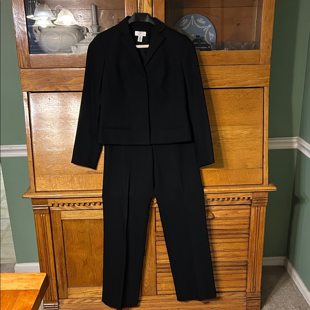 LOFT Petites 2Pc Black Cropped‎ Jacket & Pant Suit Professional Women's Sz 2/4P
